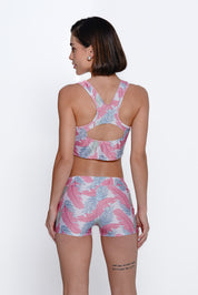 AXTZH Cross-Front Bralette & Shorts Swimwear Set X3026-PINPR-3PS