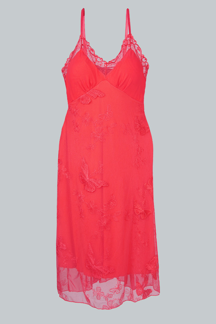 AXTZH Sheer Elegance Two-Piece Nightwear Set for Women X4254-CRIMSON-F11N