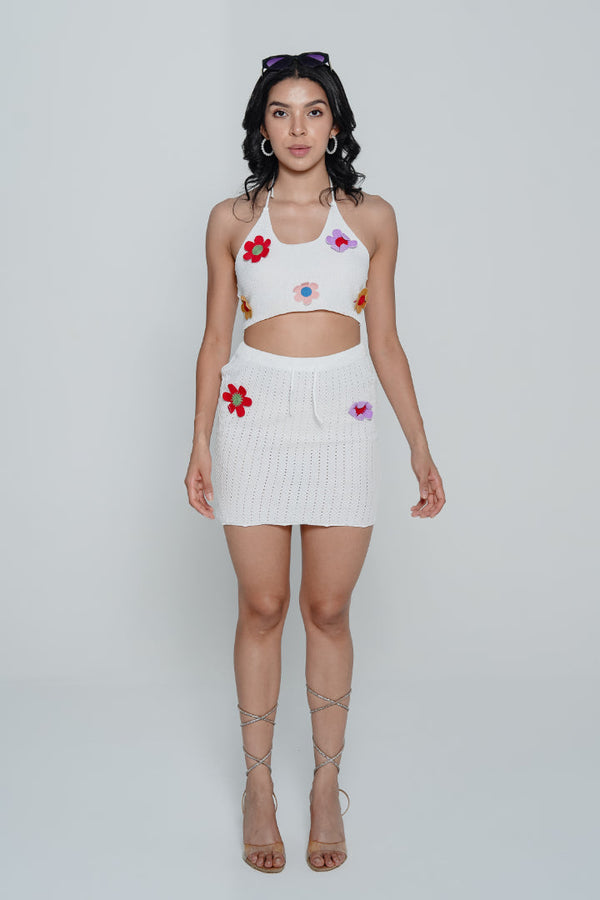 AXTZH Crochet Halter Crop & Skirt Beachwear Set X2919-WHIPR-BW2PF