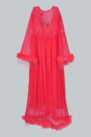 AXTZH Sheer Elegance Two-Piece Nightwear Set for Women X4254-CRIMSON-F11N