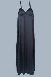 AXTZH Two-Piece Nightwear Set for Women with Elegant Robe and Inner Slip Dress X3009-BLACK-F22S