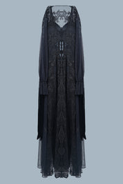 AXTZH Two-Piece Nightwear Set for Women with Elegant Robe and Inner Slip Dress X3009-BLACK-F22S