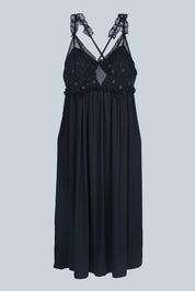AXTZH Luxurious Women’s Nightwear Ensemble Featuring Long Robe and Inner Slip X0310-BLACK-F22MO