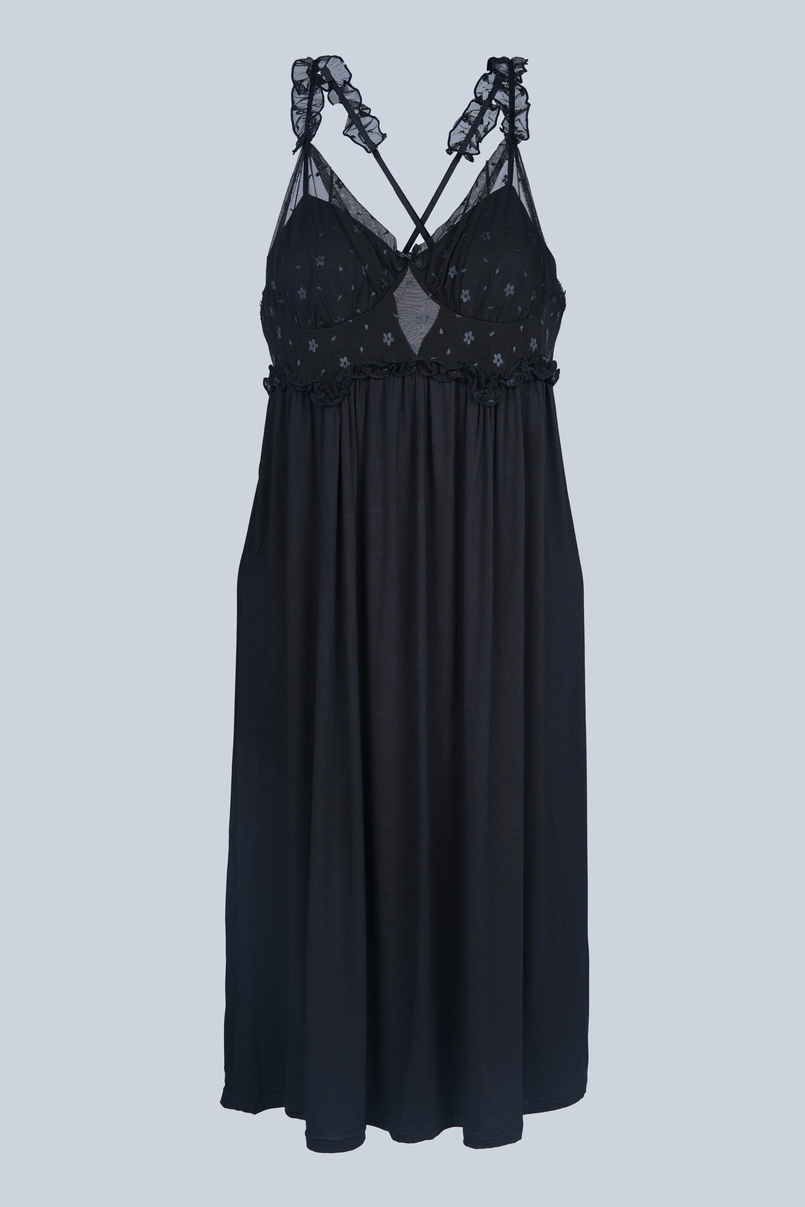 AXTZH Luxurious Women’s Nightwear Ensemble Featuring Long Robe and Inner Slip X0310-BLACK-F22MO