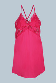 AXTZH Two-Piece Nightwear Set with Elegant Lace-Trimmed Robe and Matching Slip Dress for Women X2501-SCARLET-F11S
