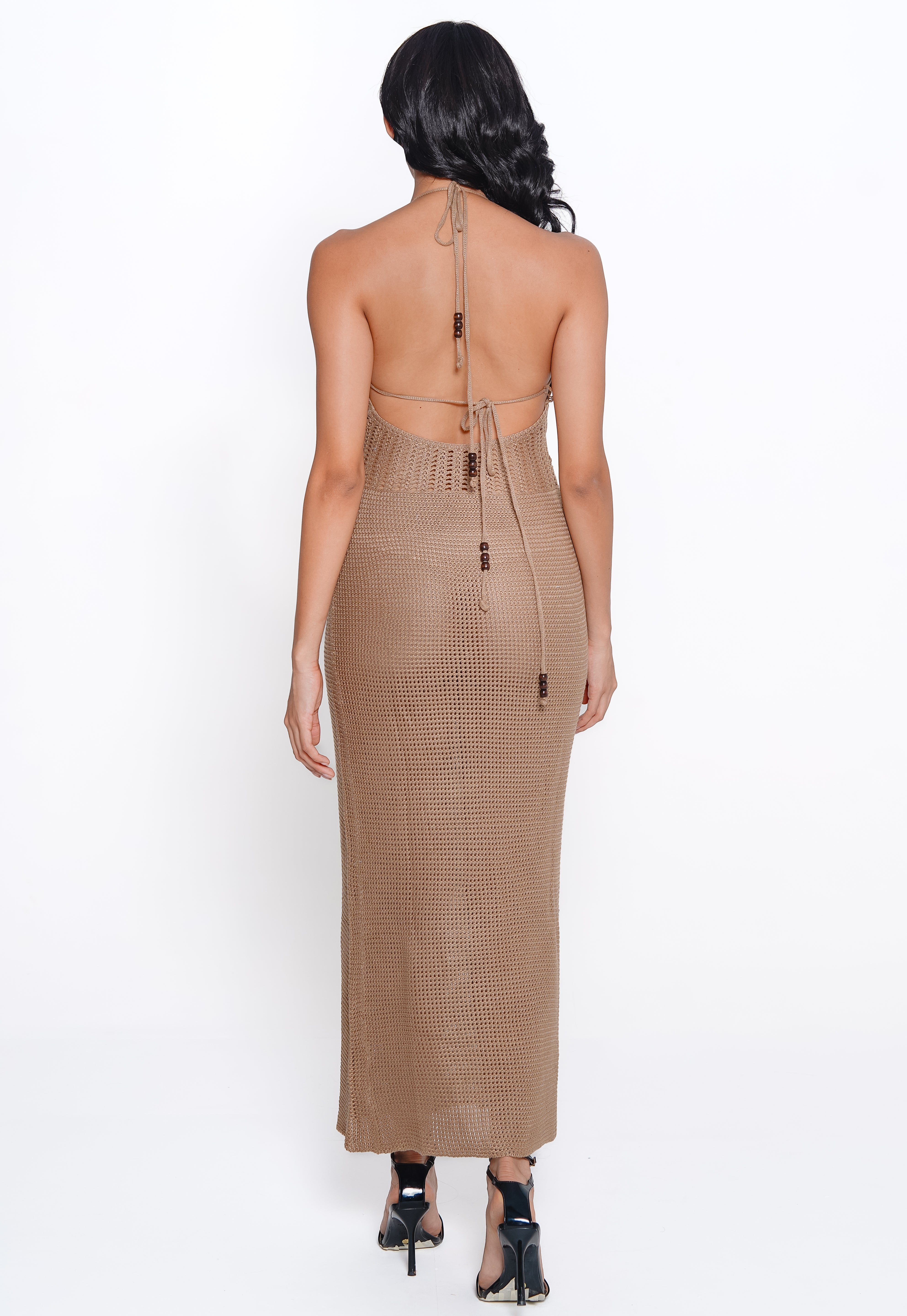 AXTZH choco Crochet Bridal Nightwear Dress X0047-CHOCO-SNGB1