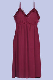 AXTZH Elegant Long Nightwear for Women with Delicate Lace Detailing and Flowing Silhouette X2463-MERLOT-F2L