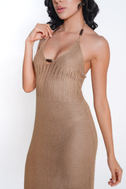 AXTZH choco Crochet Bridal Nightwear Dress X0047-CHOCO-SNGB1