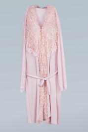 AXTZH One-Piece Sexy Nightwear for Women with Deep Neckline and Delicate Fringe Detailing  X8808-BLUSH-H1L