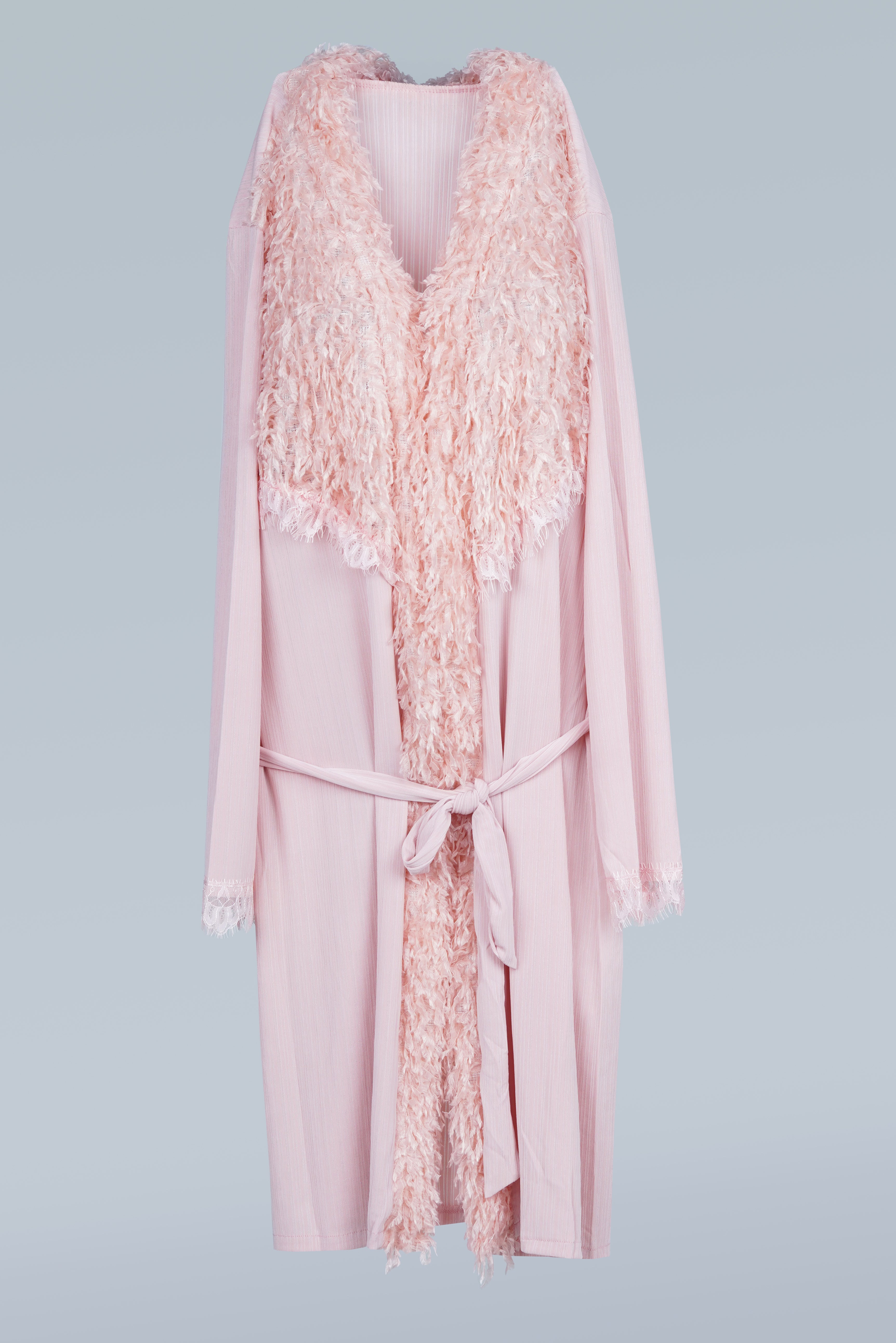 AXTZH One-Piece Sexy Nightwear for Women with Deep Neckline and Delicate Fringe Detailing  X8808-BLUSH-H1L