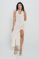 AXTZH Halter Neck Lace Nightwear Dress X0026-PEARL-SNGB1