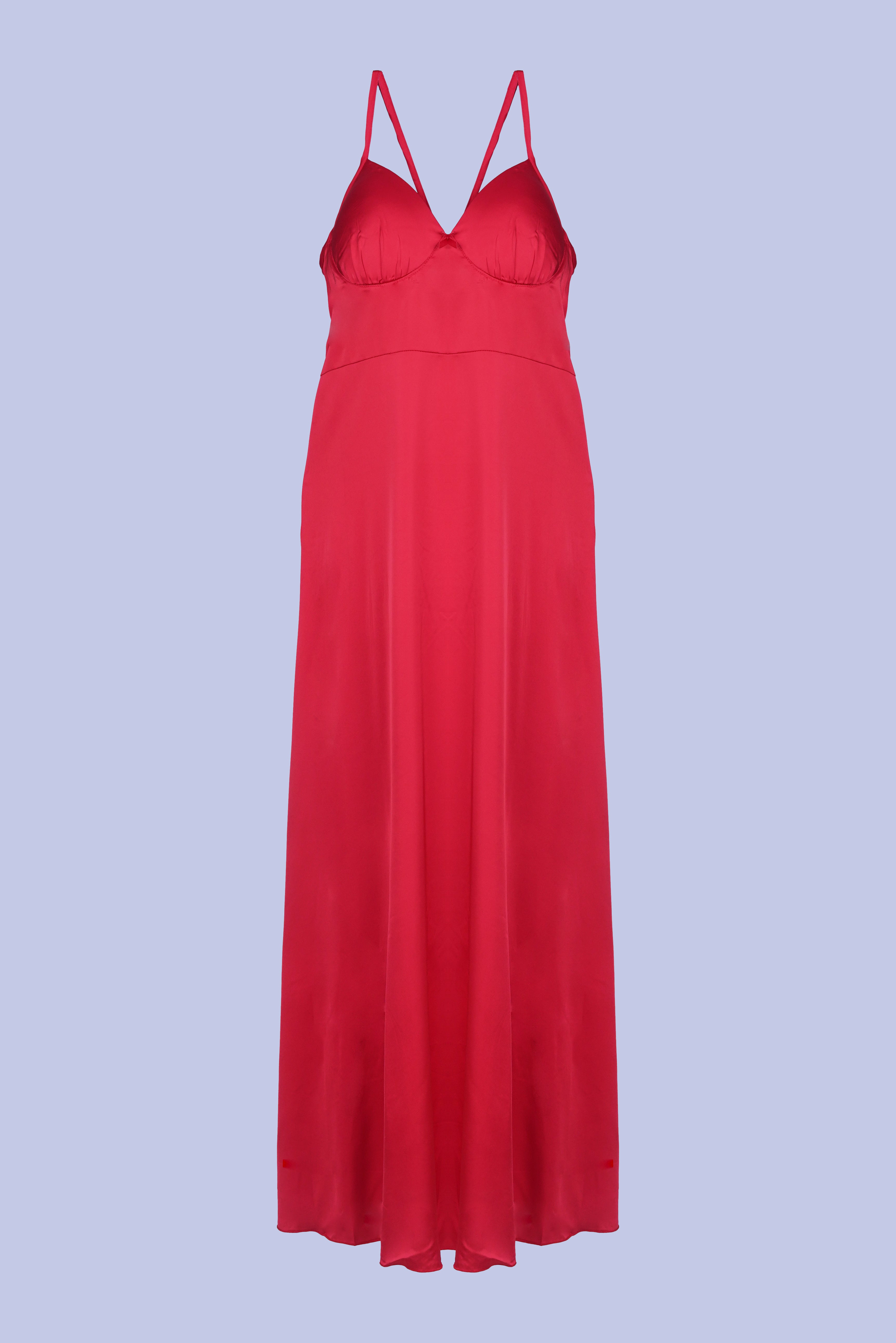 AXTZH Two-Piece Nightwear Set for Women with Elegant Robe and Inner Slip Dress X3009-CRIMSON-F22S