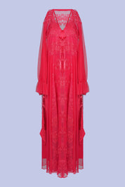 AXTZH Two-Piece Nightwear Set for Women with Elegant Robe and Inner Slip Dress X3009-CRIMSON-F22S