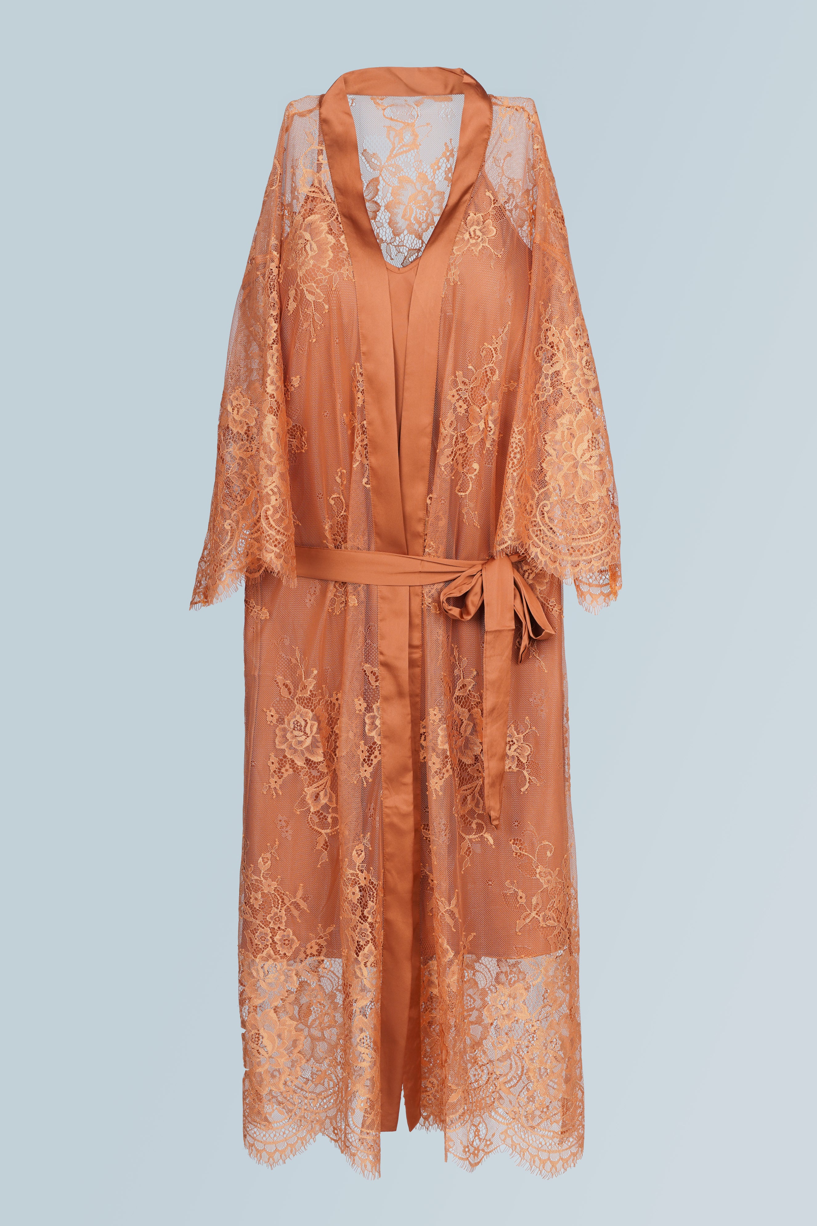 AXTZH Two-Piece Women’s Nightwear Collection Combining Timeless Elegance with Sensual Charm X2105-TERRACOTTA-F12S
