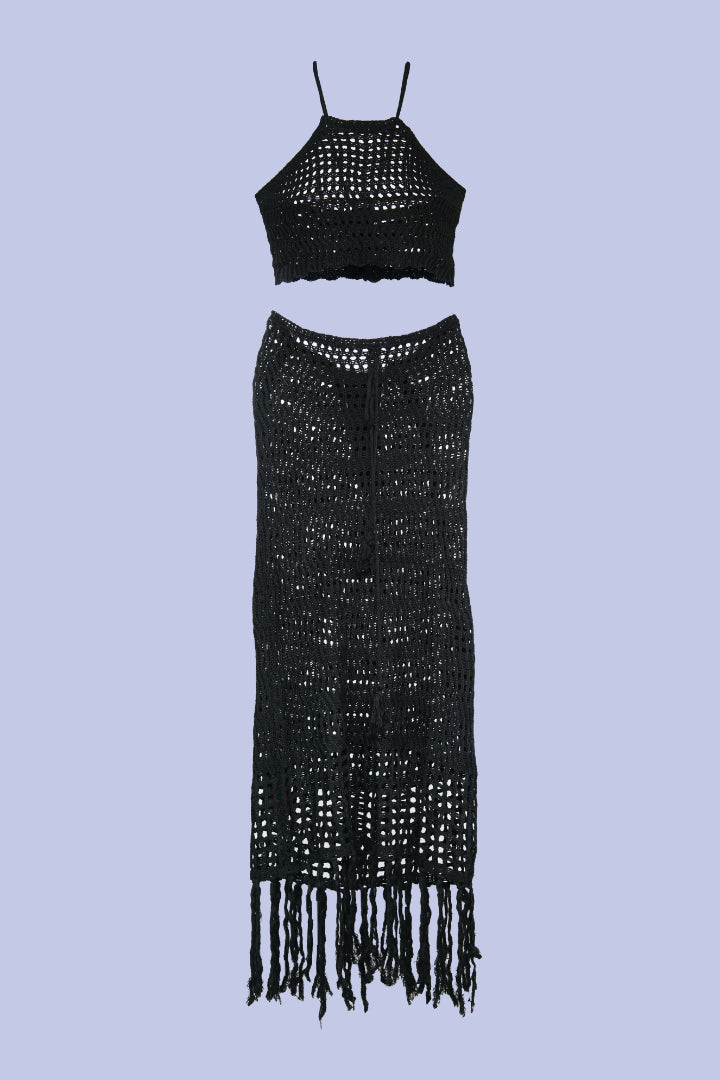 AXTZH Own the Shoreline with This Bold Two-Piece Beachwear Set X2534-BLACK-BW2PF