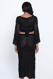 AXTZH WRAP-TOP & SKIRT BEACHWEAR SET X0531-BLACK-BW2PF