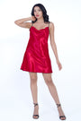 AXTZH BRIDAL SATIN NIGHTWEAR SLIP X0837-SCARLET-F1S