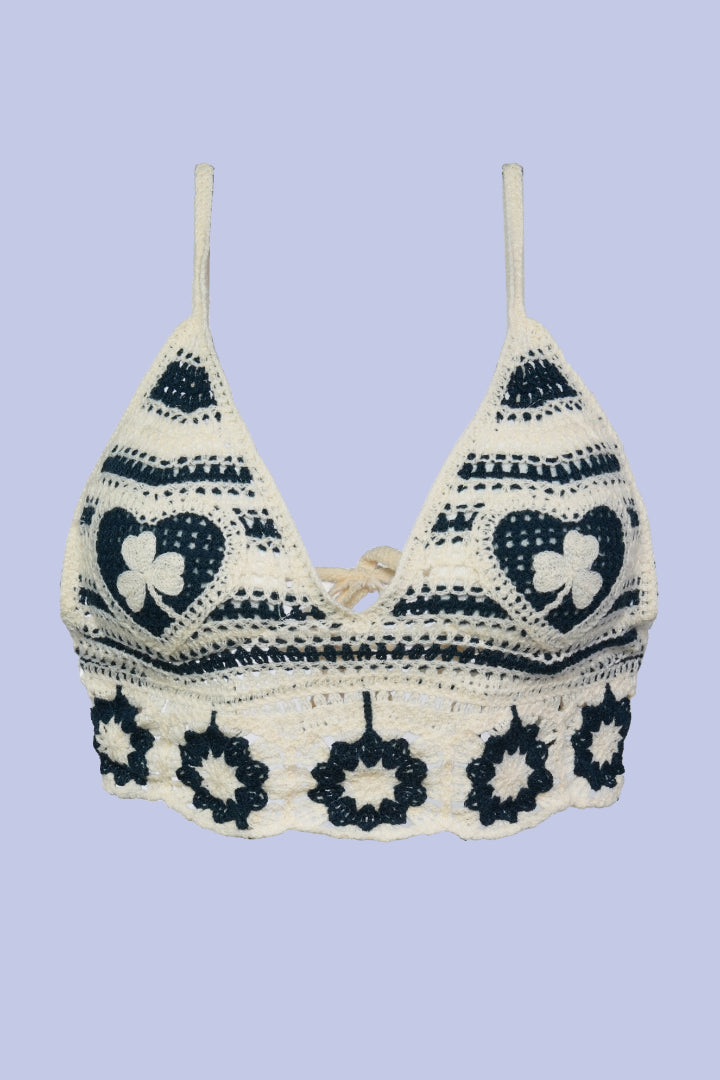 AXTZH Savvyy Elegant Summer Crochet Beachwear Top with Unique Patterned Design and Comfortable Fit X0169-OCEAN-BW1PBL