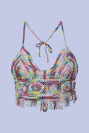 AXTZH Women’s Crochet-Inspired Sexy Beachwear Top with Delicate Detailing and Fringe Accents X0169-ASSTD2-BW1PBL