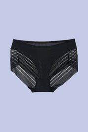AXTZH Elegant Mid-Rise Women’s Brief with Mesh Accents and Modern Feminine Touch XPTYFNET9073IJ-BLACK