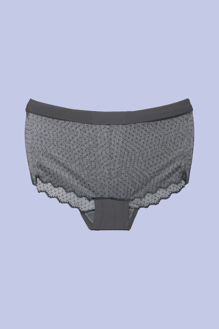 AXTZH Women’s Sexy Mid-Rise Brief with Soft Fabric and Delicate Scalloped Edges XPTYFNE6524IO-GRAPHITE