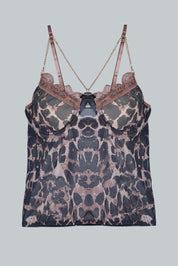 AXTZH Luxurious Three-Piece Winter Nightwear Set for Women with Sheer Robe, Delicate Innerwear, and Chic Details X2334-LEOPR-NSS3PN