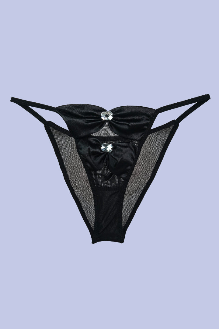 AXTZH Minimalist Sexy Thong for Women with Playful and Chic Design Details XTHGFNET0110IO-BLACK