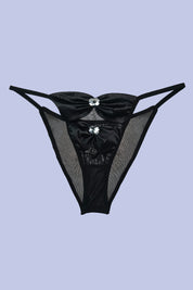 AXTZH Minimalist Sexy Thong for Women with Playful and Chic Design Details XTHGFNET0110IO-BLACK