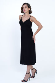 AXTZH 2-Piece Nightwear Set – Black Slip with Leopard Print Robe X0289-BLKLEO-F22MO