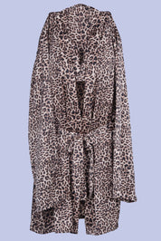 AXTZH Stylish 3-Piece Sexy Nightwear Set with Top, Matching Bottoms, and Sheer Cover-Up for Women X2596-LEOPR-NSS3PS