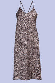 AXTZH  Elegant Two-Piece Women’s Nightwear Set with Flowing Robe and Matching Slip X2128-LEOPR-F12S