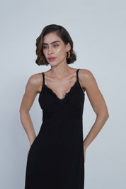 AXTZH 2-Piece Nightwear Set – Black Slip with Leopard Print Robe X0289-BLKLEO-F22MO