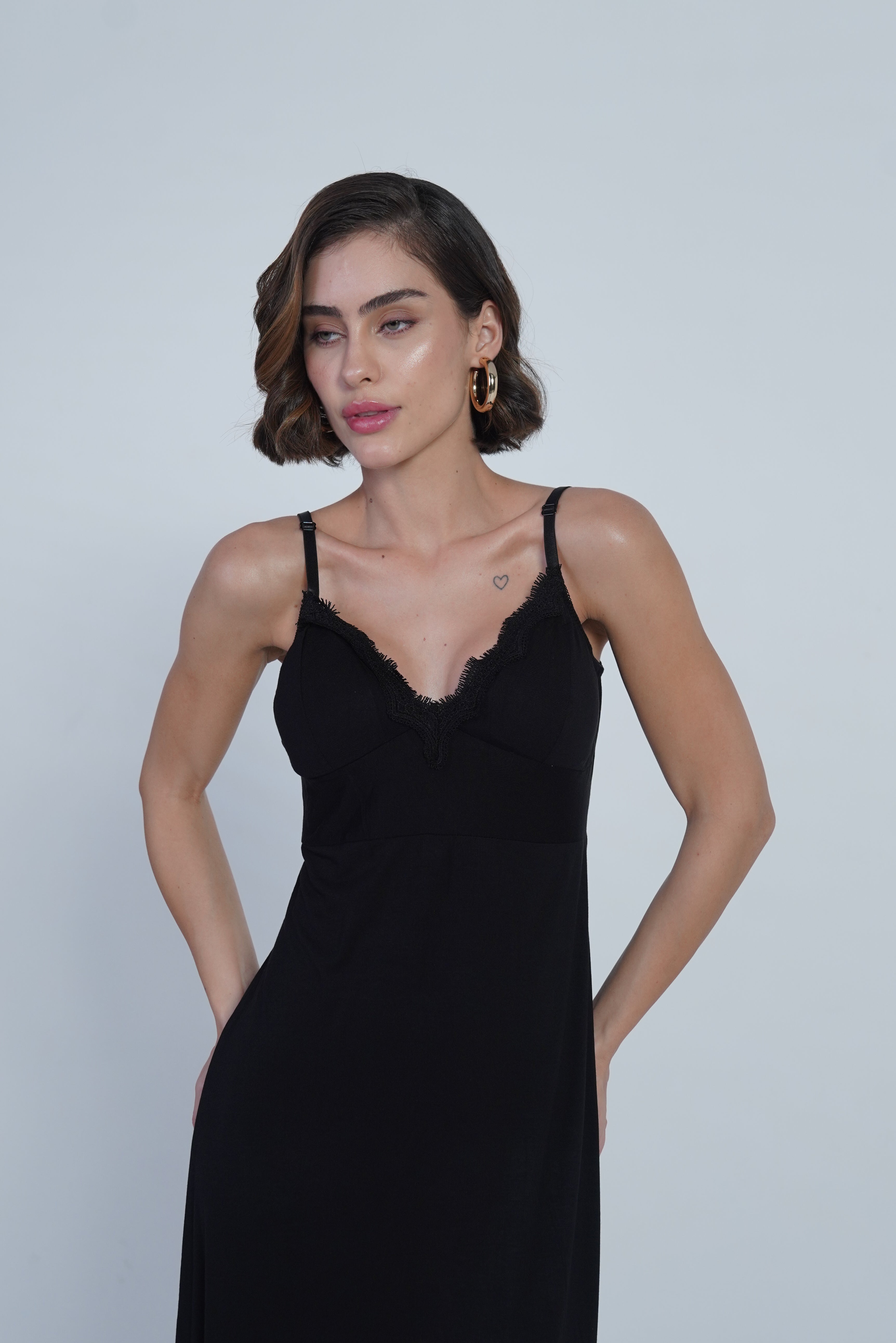 AXTZH 2-Piece Nightwear Set – Black Slip with Leopard Print Robe X0289-BLKLEO-F22MO