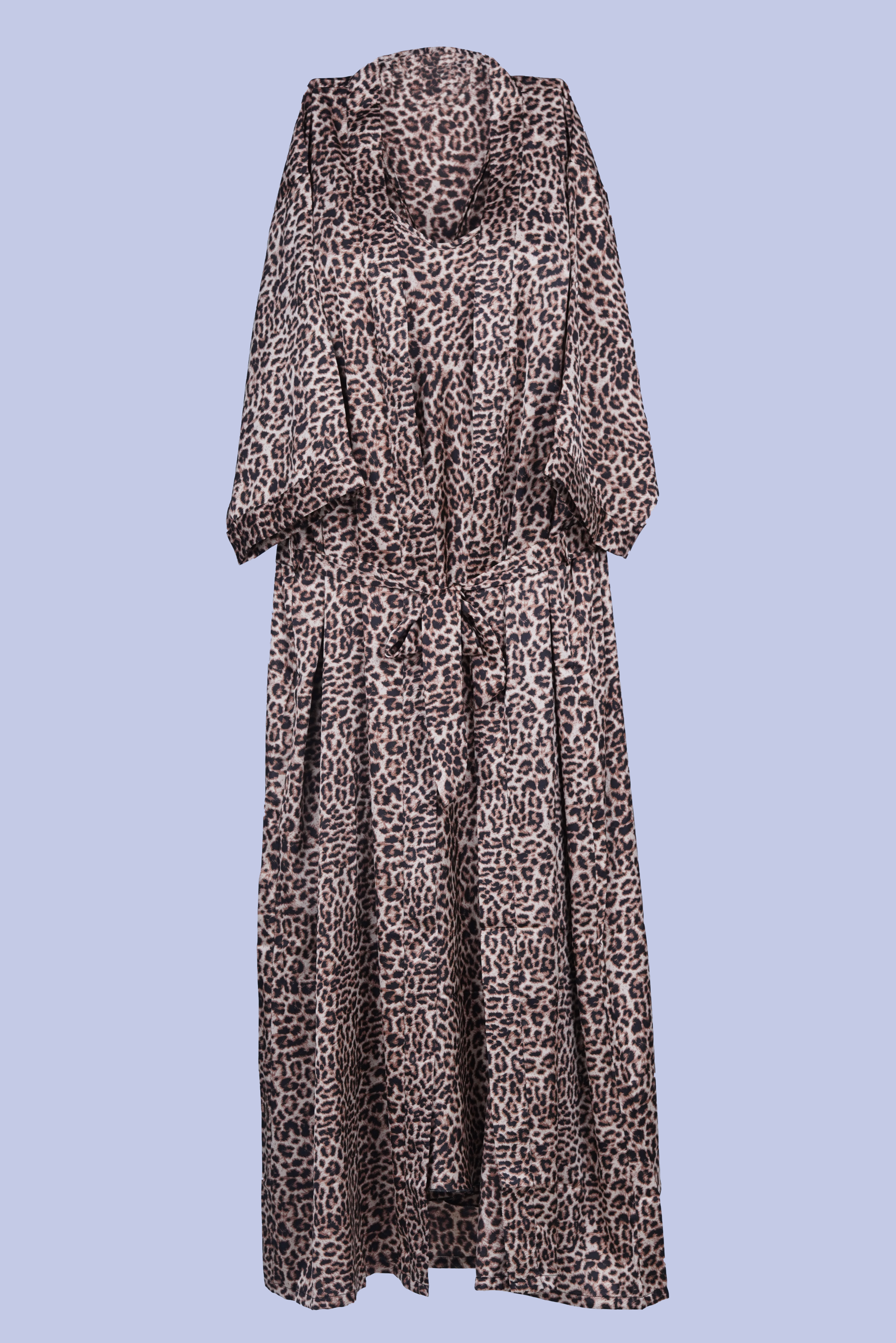 AXTZH  Elegant Two-Piece Women’s Nightwear Set with Flowing Robe and Matching Slip X2128-LEOPR-F12S