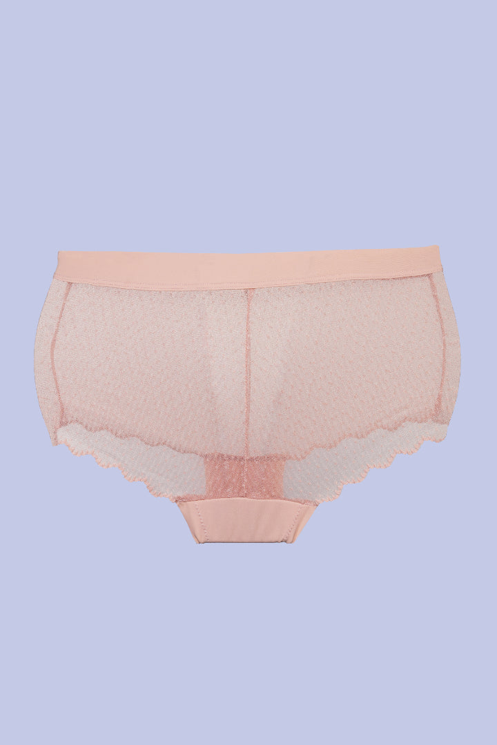 AXTZH Women’s Sexy Mid-Rise Brief with Soft Fabric and Delicate Scalloped Edges XPTYFNE6524IO-PEACH