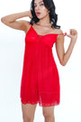 AXTZH Red Lace Trim Nightwear Slip X0265-RED-F1N
