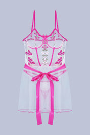 AXTZH Elegant 1-Piece Sexy Nightwear with Sheer Detailing and Playful Accents for Women X0049-WHITE-BS2P