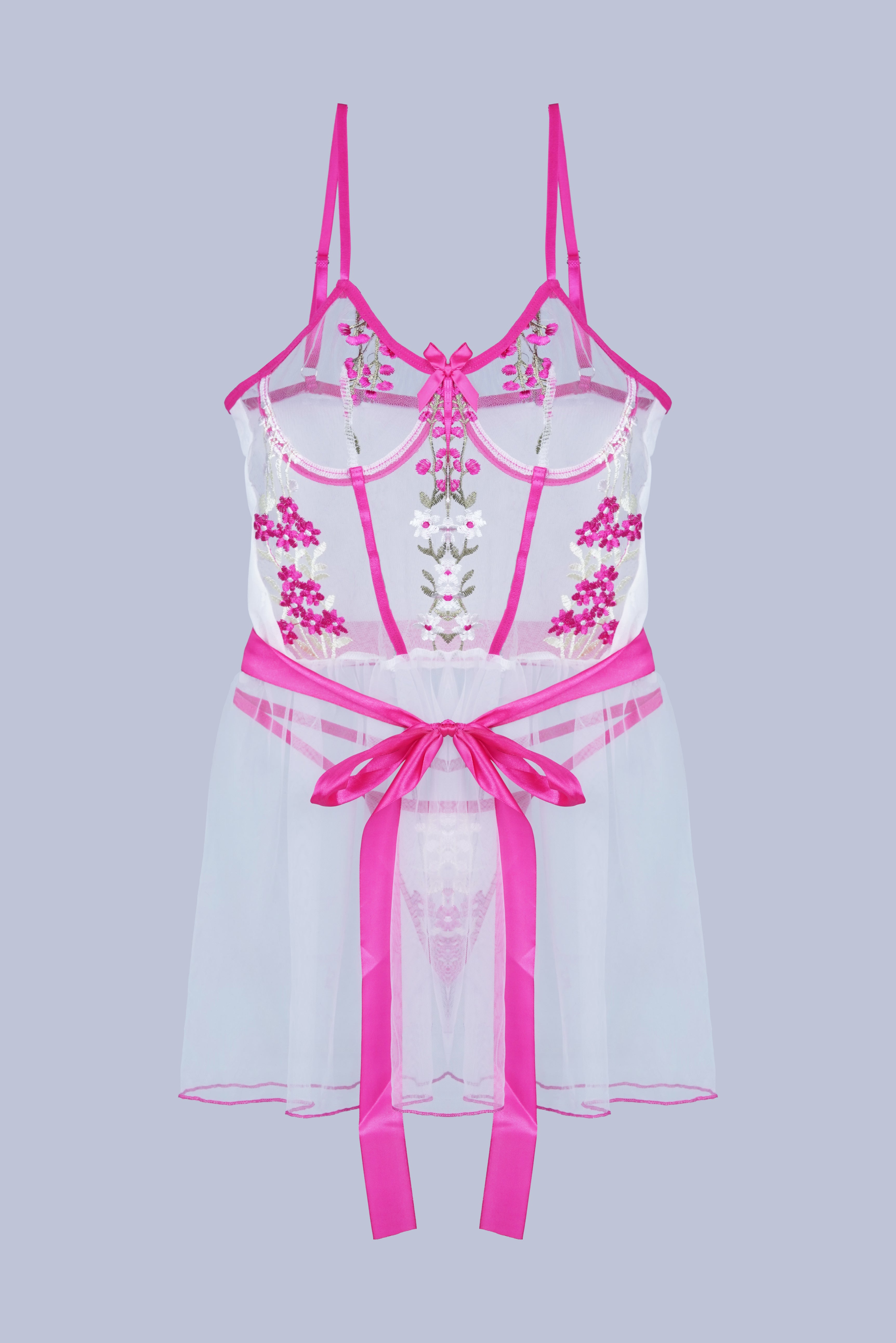 AXTZH Elegant 1-Piece Sexy Nightwear with Sheer Detailing and Playful Accents for Women X0049-WHITE-BS2P