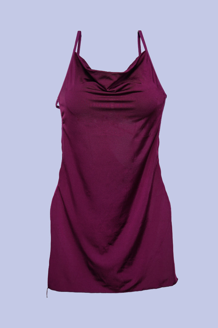 AXTZH Elegant One-Piece Sexy Nightwear with Draped Neckline and Flattering Silhouette X4927-DRESSBERRY-F1L