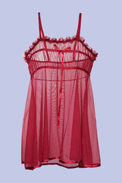 AXTZH Romantic Sheer Lingerie Nightwear for Women with Flowing Silhouette X8233-SCARLET-F1N