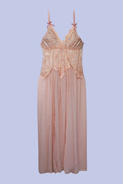 AXTZH Romantic Nightwear Set for Women with High Slit Sheer Design and Lace Accents X9095-APRICOT-F2N