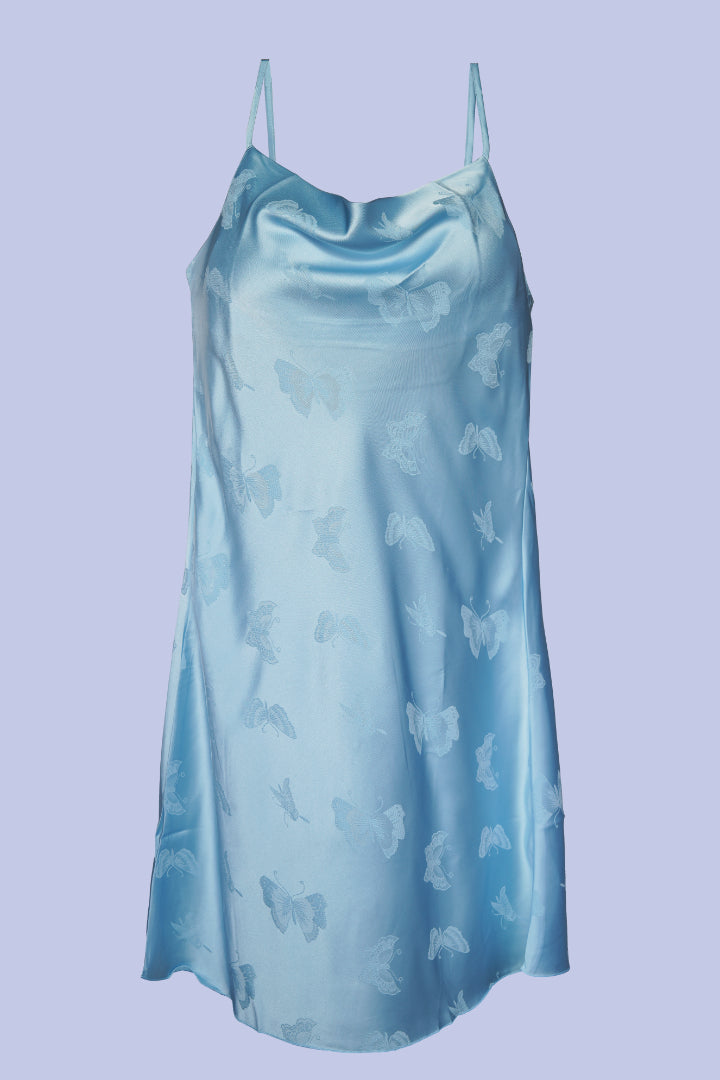 AXTZH Feminine Satin Nightwear for Women with Flowing Silhouette and Sleek Touch X0301-BLUE-F1S