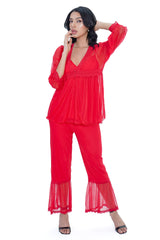 AXTZH 3-Piece Bridal & Nightwear Set-red  X0269-RED-NSL3PMO