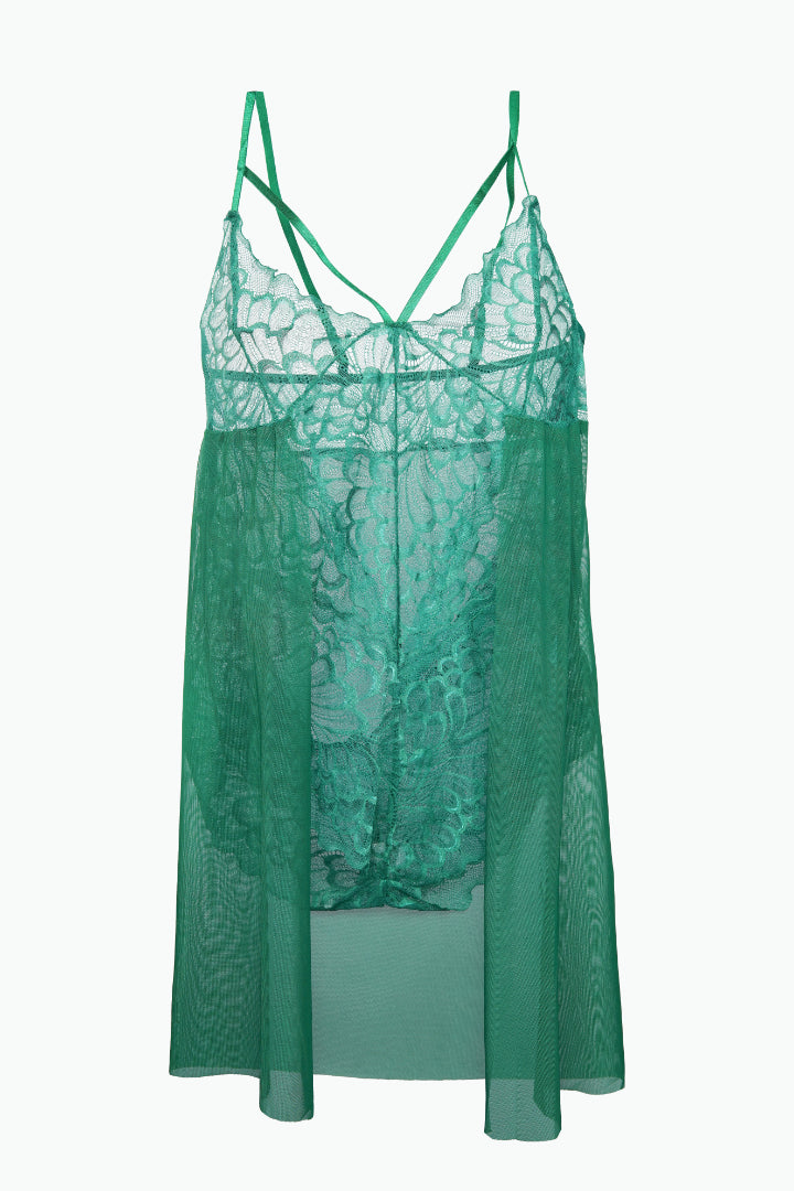 AXTZH Elegant Women’s Nightwear with Strappy Design and Delicate Sheer Finish X2677-BGREEN-BS1P