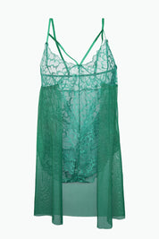 AXTZH Elegant Women’s Nightwear with Strappy Design and Delicate Sheer Finish X2677-BGREEN-BS1P