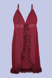 AXTZH Luxury Nightwear for Women with Sensual Fit and Intricate Edge Finishes X2424-MERLOT-F1L