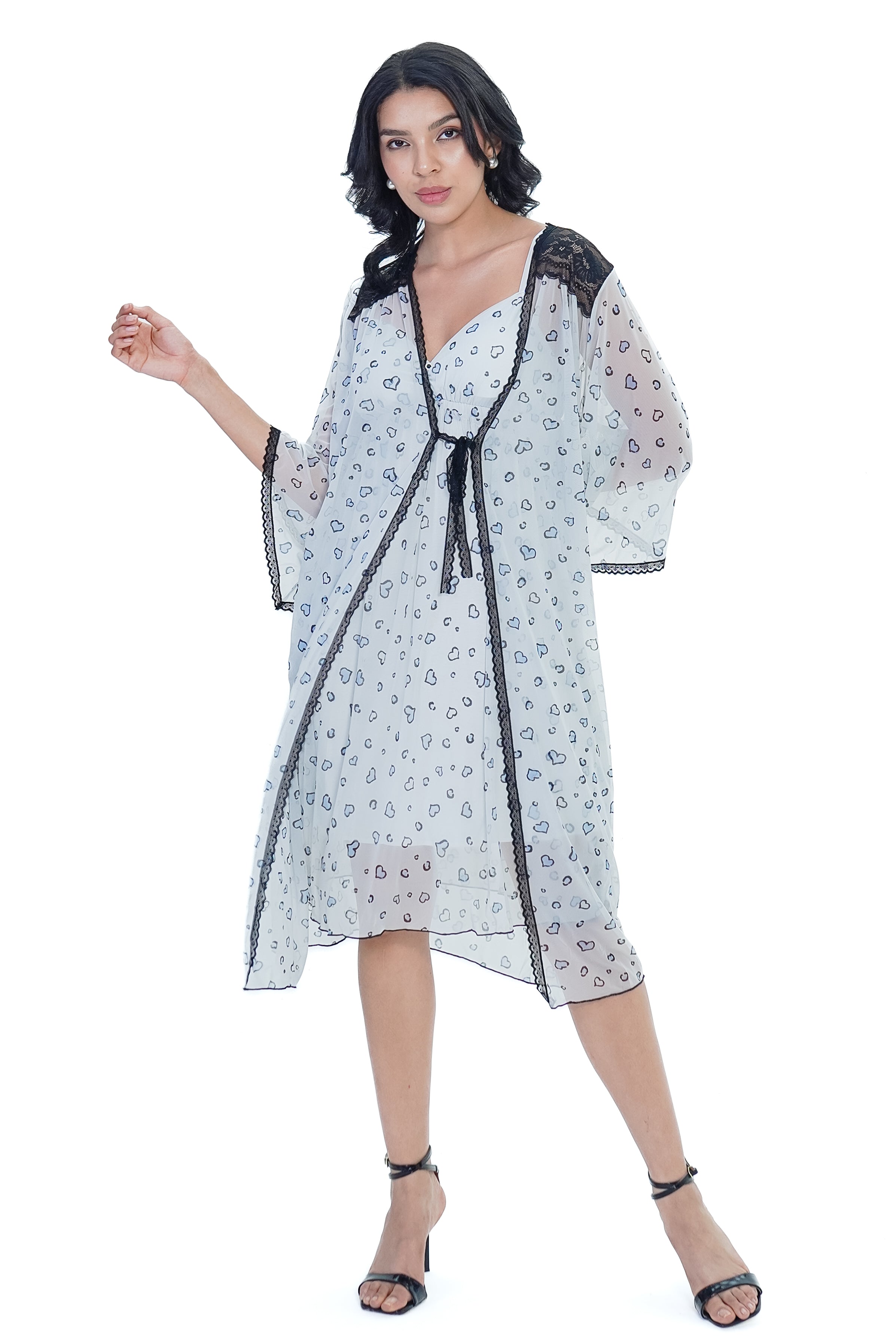 AXTZH 2-Piece Nightwear Set – White & Black Lace Detail X0285-ICEPR-F11N