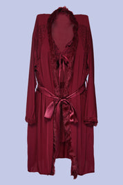 AXTZH Romantic Nightwear Set for Women with Satin Robe, Matching Slip and Innerwear X8027-MERLOT-NSS3PM