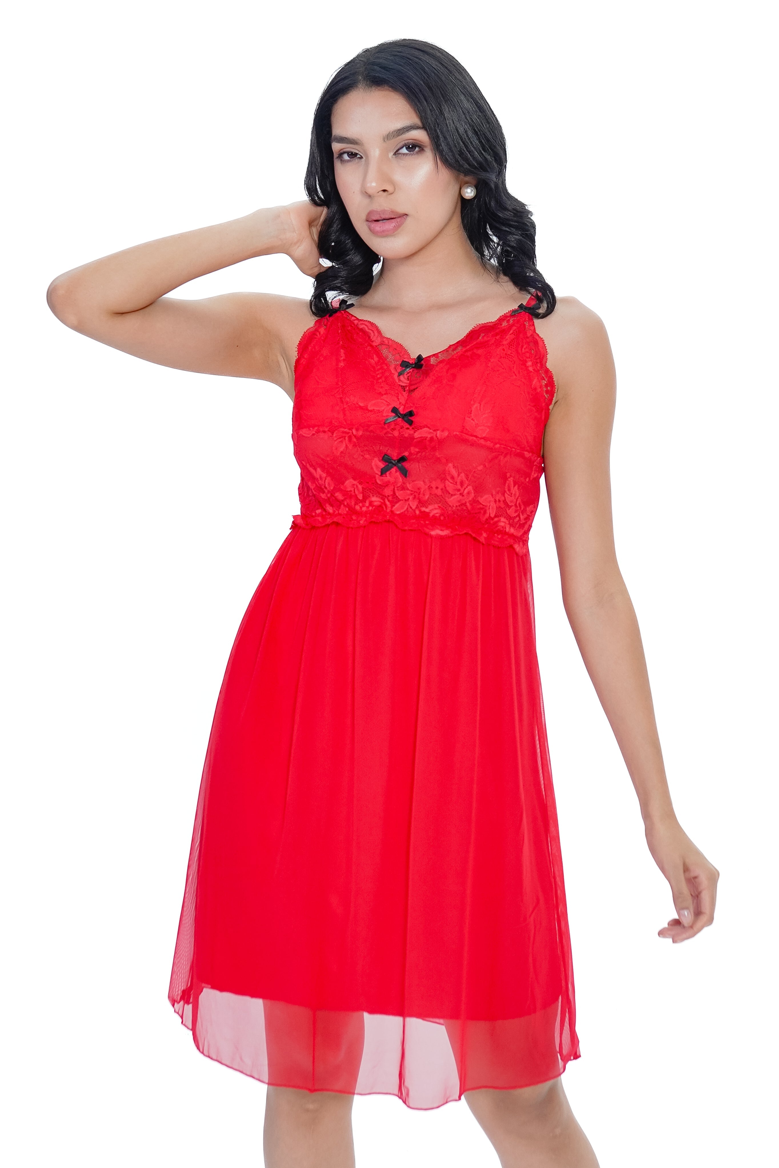 AXTZH Red Sheer 2-Piece Bridal Nightwear Set X0123-RED-F12N