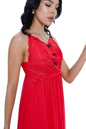 AXTZH Red Sheer 2-Piece Bridal Nightwear Set X0123-RED-F12N